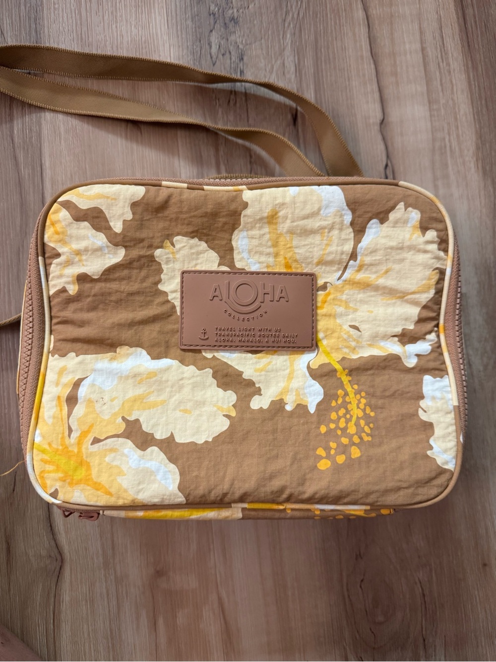 ALOHA Collection Brown and Yellow Floral Crossbody Bag